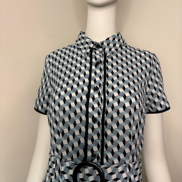 Monteau Dresses & Skirts - Vintage style blue and white dress with belt